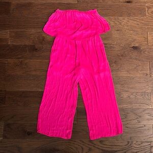 Vibrant Pink Strapless Jumpsuit